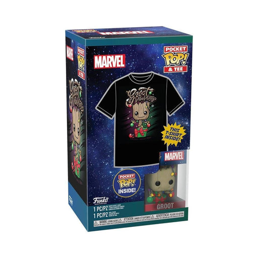 Funko Pocket Pop! &amp; Tee (Child): Guardians of the Galaxy - Holiday Groot Vinyl Figure &amp; T-Shirt (XL)-0