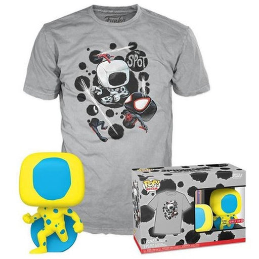 Funko Pop! &amp; Tee (Adult) Marvel_ Spider-Man Across the Spider-Verse - The Spot (Blacklight) (Special Edition) (Glows in the Dark) Bobble-Head Vinyl Figure and T-Shirt (S)-0