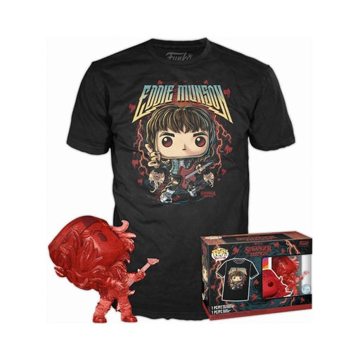 Funko Pop! &amp; Tee (Adult): Stranger Things - Hunter Eddie with Guitar Vinyl Figure &amp; T-Shirt (S)-0