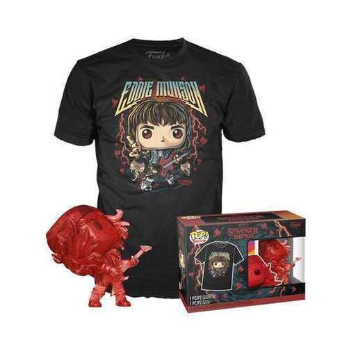 Funko Pop! &amp; Tee (Adult): Stranger Things - Hunter Eddie with Guitar Vinyl Figure &amp; T-Shirt (M)-0