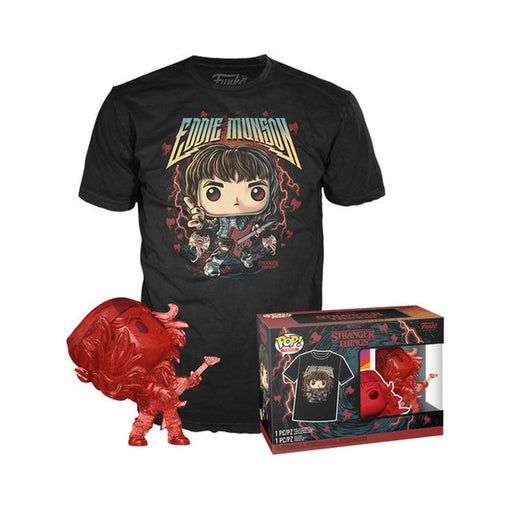 Funko Pop! &amp; Tee (Adult): Stranger Things - Hunter Eddie with Guitar Vinyl Figure &amp; T-Shirt (L)-0