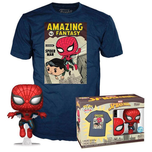 Funko Pop! &amp; Tee (Adult): Spider-Man - Comic Cover (Metallic) Vinyl Figure &amp; T-Shirt (XL)-0