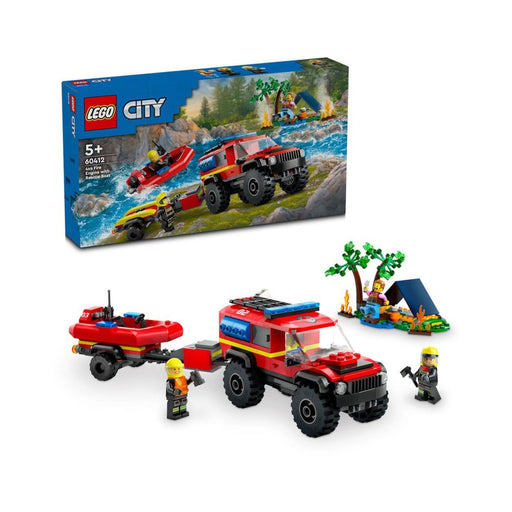 LEGO® City_ 4x4 Fire Truck with Rescue Boat Toy (60412)-0