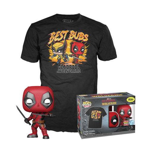 Funko Pop! &amp; Tees (Adult): Deadpool &amp; Wolverine - Deadpool &amp; Wolverine Best Bubs Bobble-Head Vinyl Figure and T-Shirt (M)-0