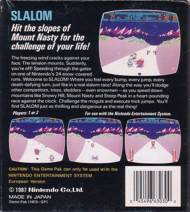 Slalom Nintendo NES PAL-B: Modulo Gioco Sci Alpino Classico Usato Perfetto