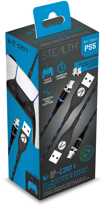 SP-C20 V Twin Magnetic Play + Charge Cables 2 x 3m - black [PS5]-4