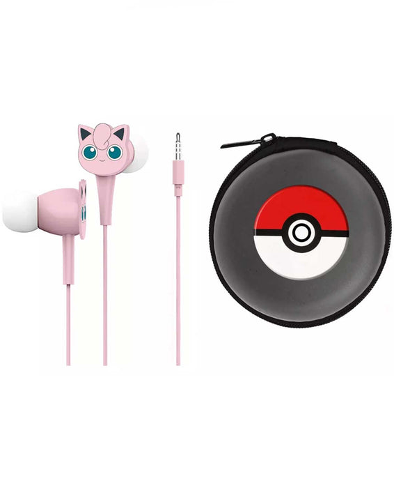 Cuffie auricolari con cavo Pokémon Jigglypuff con custodia con cerniera