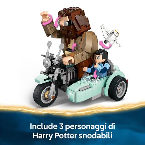 LEGO Harry Potter Giro sul Sidecar di Hagrid e Harry, Moto Giocattolo con Sidecar e Edvige - 76443
