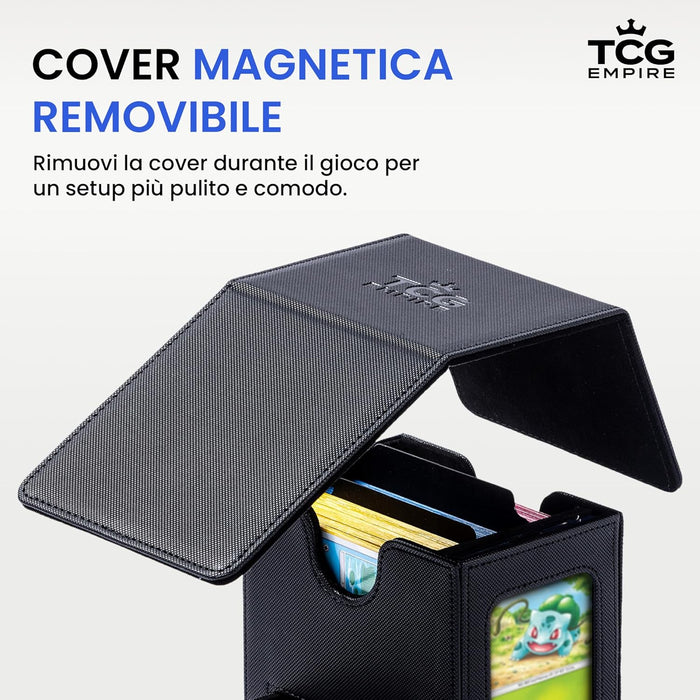 Portamazzo Commander TCG Empire Premium con Finestra, 100 Carte, Custodia Magnetica