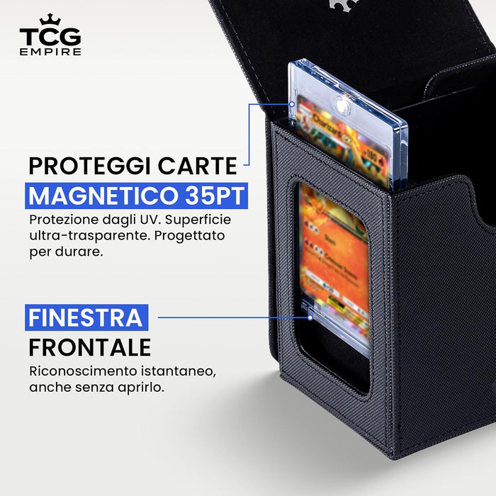Portamazzo Commander TCG Empire Premium con Finestra, 100 Carte, Custodia Magnetica