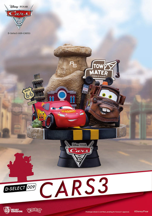 Diorama Disney Cars 3 D-Select Saetta McQueen 18cm Scena Corsa Dettagliata