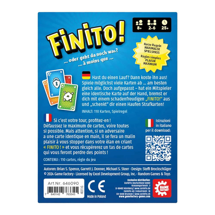 Finito! Gioco di Carte Rapido e Divertente per Famiglia e Amici