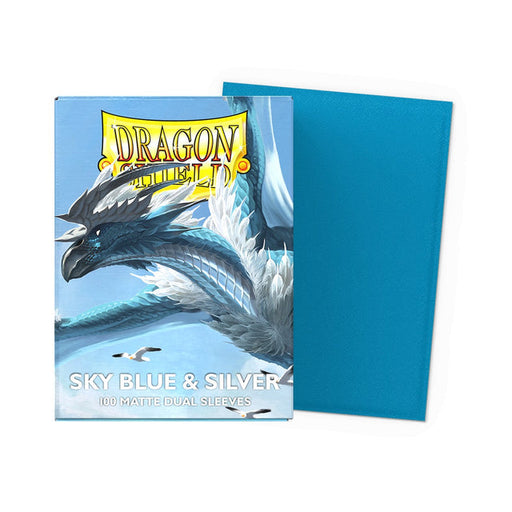 Dragon Shield Sky Blue and Silver Matte Dual Sleeves