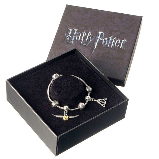 Harry Potter Deathly Hallows Snitch 3 Spellbeads silver charm bracelet-1