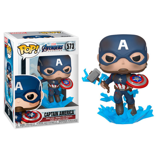 POP figure Marvel Avengers Endgame Captain America with Broken Shield & Mjolnir-0