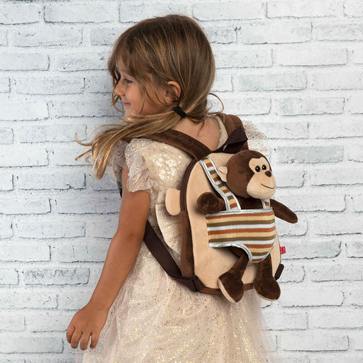 Max Monkey reversible backpack with plush toy 25cm-1