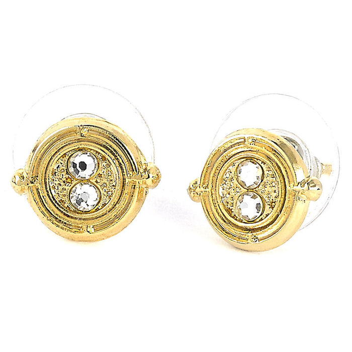 Harry Potter Time Turner gold plated stud earrings-3