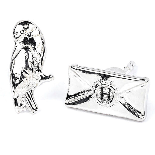 Harry Potter Hedwig and Letter silver plated stud earrings-1