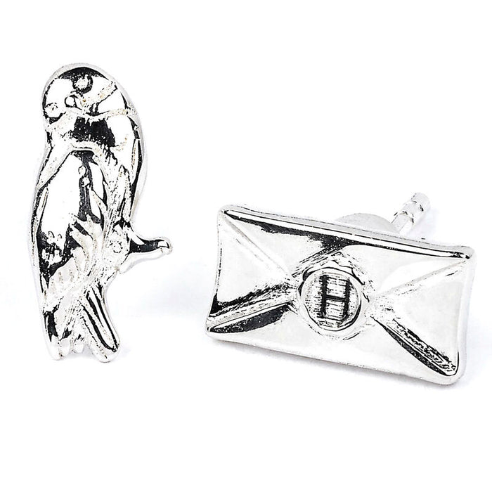 Harry Potter Hedwig and Letter silver plated stud earrings-1