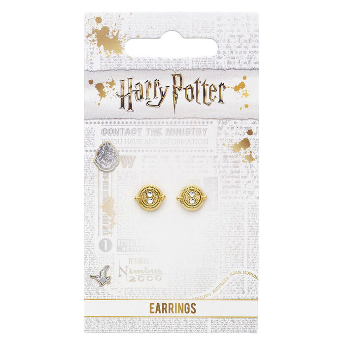 Harry Potter Time Turner gold plated stud earrings-4