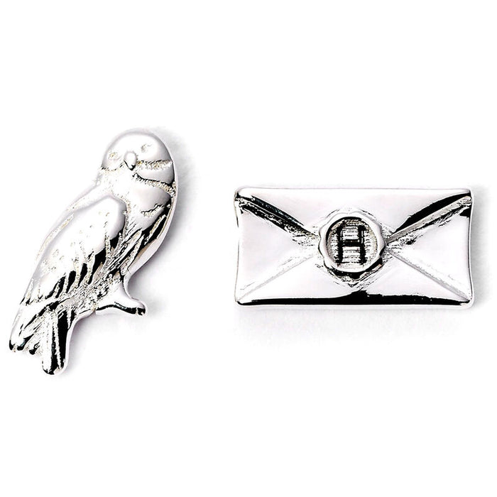 Harry Potter Hedwig and Letter silver plated stud earrings-3