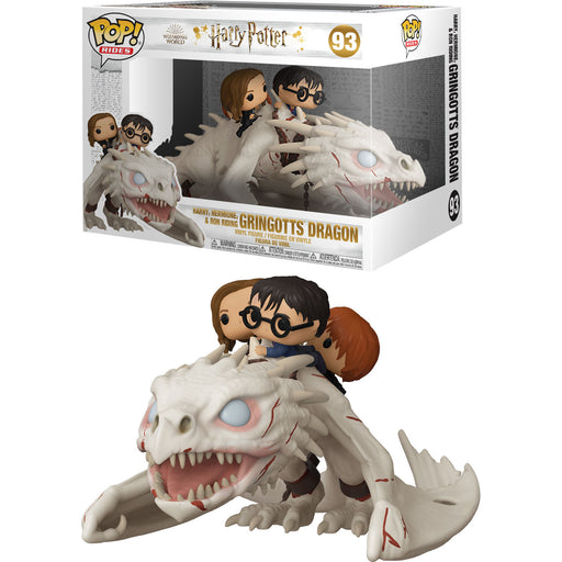 POP figure Harry Potter Gringotts Dragon with Harry, Ron and Hermione-1