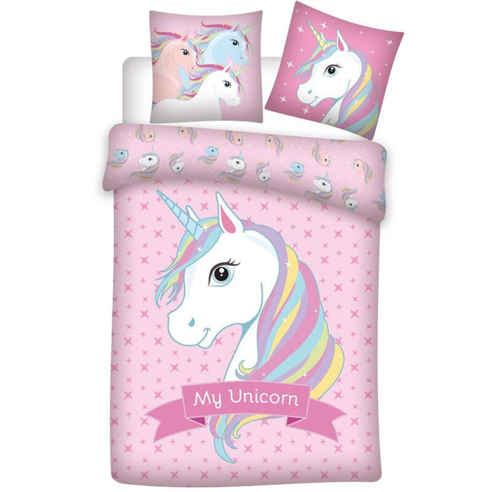 Unicorn microfibre duvet cover bed 90cm-1