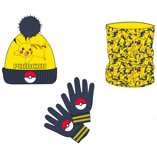 Pokemon Pikachu snood, hat and gloves set-0