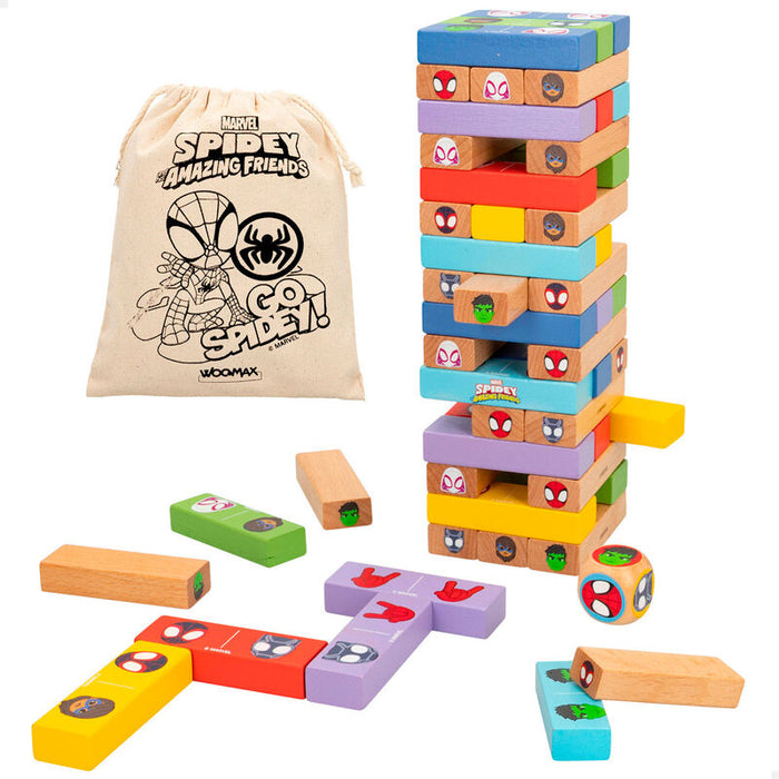 Marvel Spidey blocks tower + domino wooden set-2