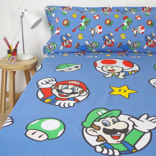 Super Mario Bros sheets set bed 90cm-2