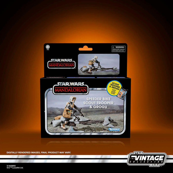 Star Wars the Mandalorian Speeder Bike Scout Trooper & Grogu figure 9cm-10