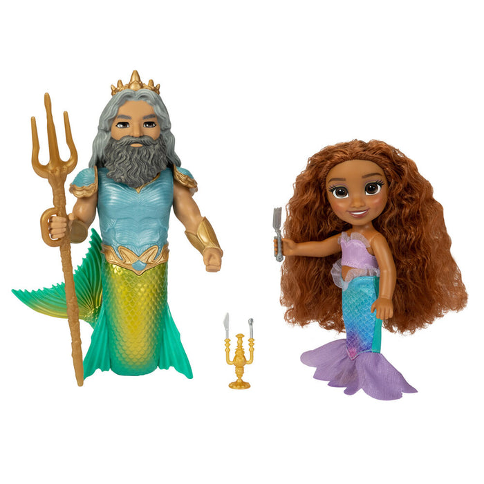 Disney The Little Mermaid Ariel + Triton doll 15cm-1