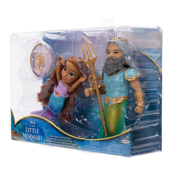 Disney The Little Mermaid Ariel + Triton doll 15cm-2