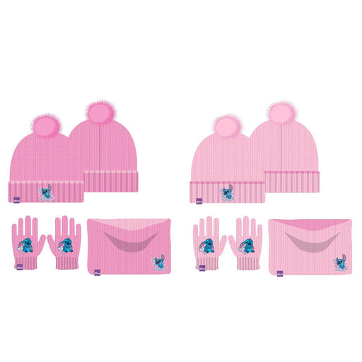 Disney Stitch kids winter set snood hat gloves-0