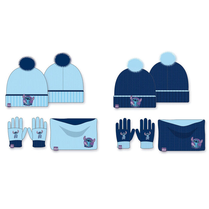 Disney Stitch kids winter set snood hat gloves-0