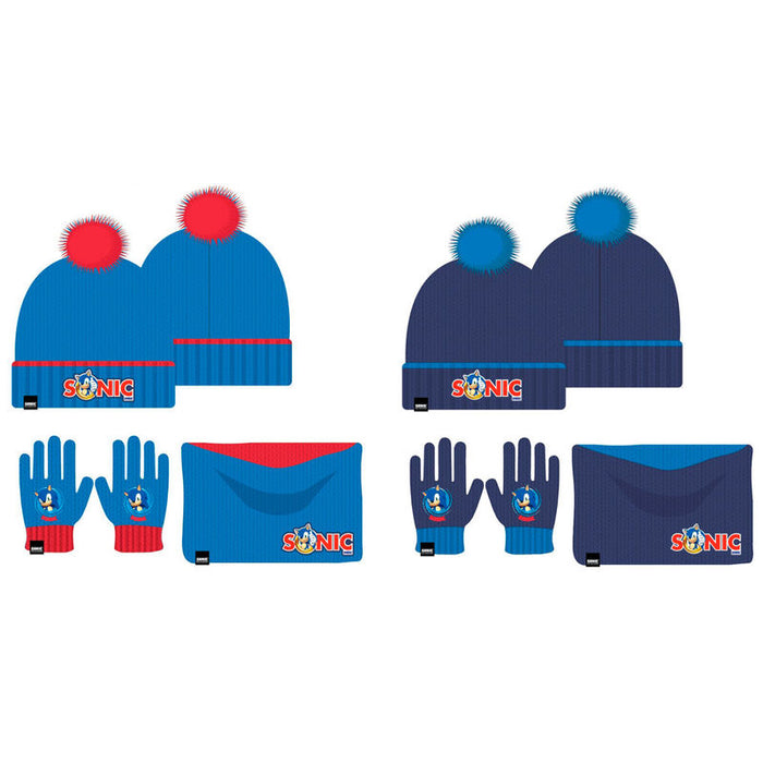 Sonic the Hedgehog kids winter set snood hat gloves-0