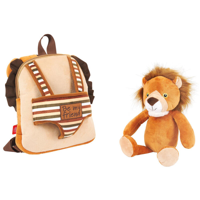 Lenny Lion reversible backpack with plush toy 25cm-3