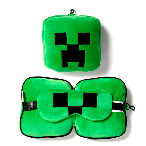 Relaxeazzz Minecraft Creeper travel pillow eye mask-0