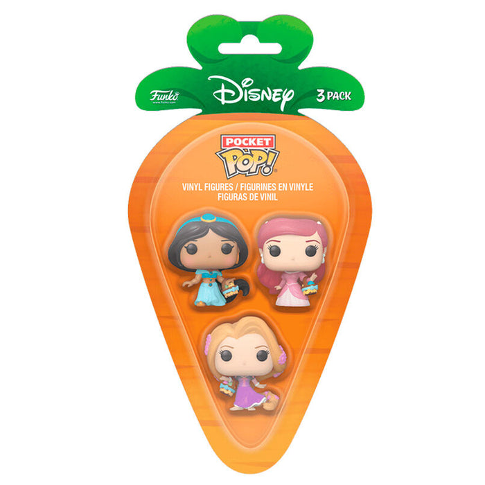 Carrot Pocket POP blister 3 figures Disney Princess Rapunzel Ariel Jasmin easter-1
