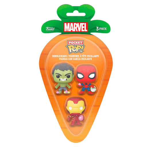 Carrot Pocket POP blister 3 figures Marvel Spiderman Hulk Iron Man easter-0