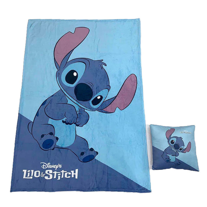 Disney Stitch polar blanket + cushion set-1