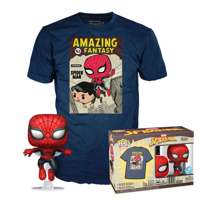 Set figure POP &#38; Tee Marvel Spiderman Comic Cover-1