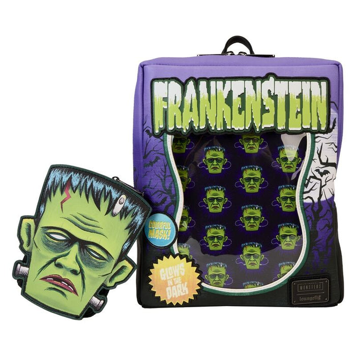 Loungefly Universal Monster Frankenstein Neon Mask backpack 28cm-2