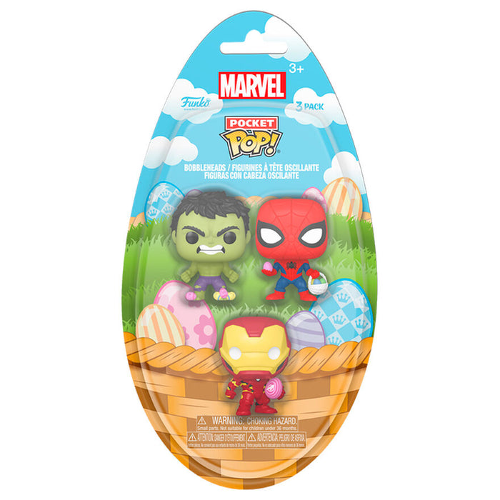 Pocket POP blister 3 figures Marvel Spiderman Hulk Iron Man Easter-1