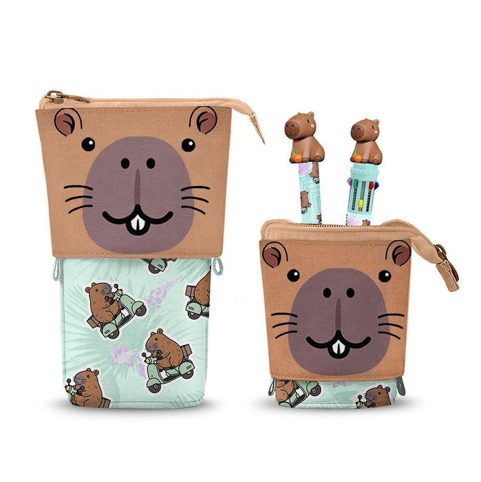 Oh My Pop! Capybara pencil casel + Pen 10 colours + erasable pen-1