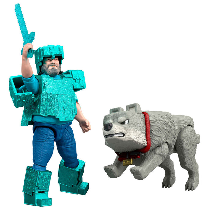 Minecraft The Movie Steve & Wolf set 2 figures-2