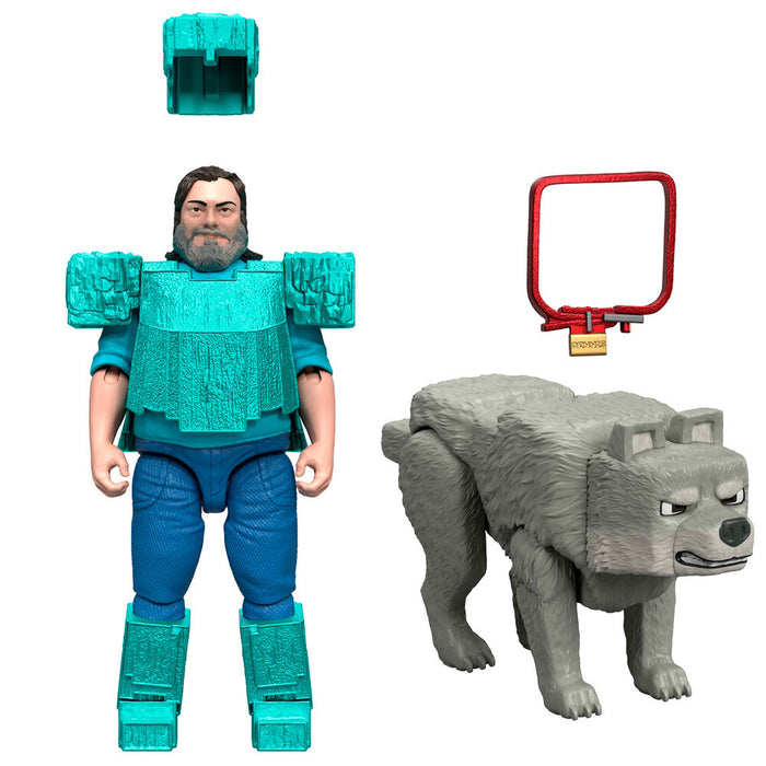 Minecraft The Movie Steve & Wolf set 2 figures-3