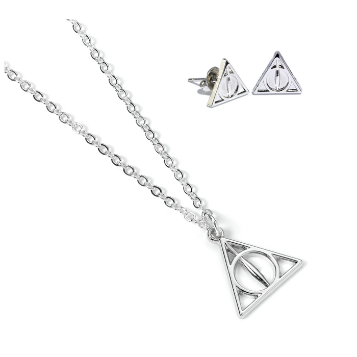 Harry Potter Deathly Hallows necklace and earrings set-2