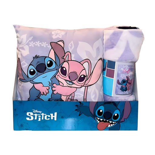 Disney Stitch & Angel polar blanket + cushion set-1