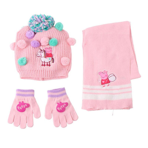 Peppa Pig winter set snood hat gloves-1